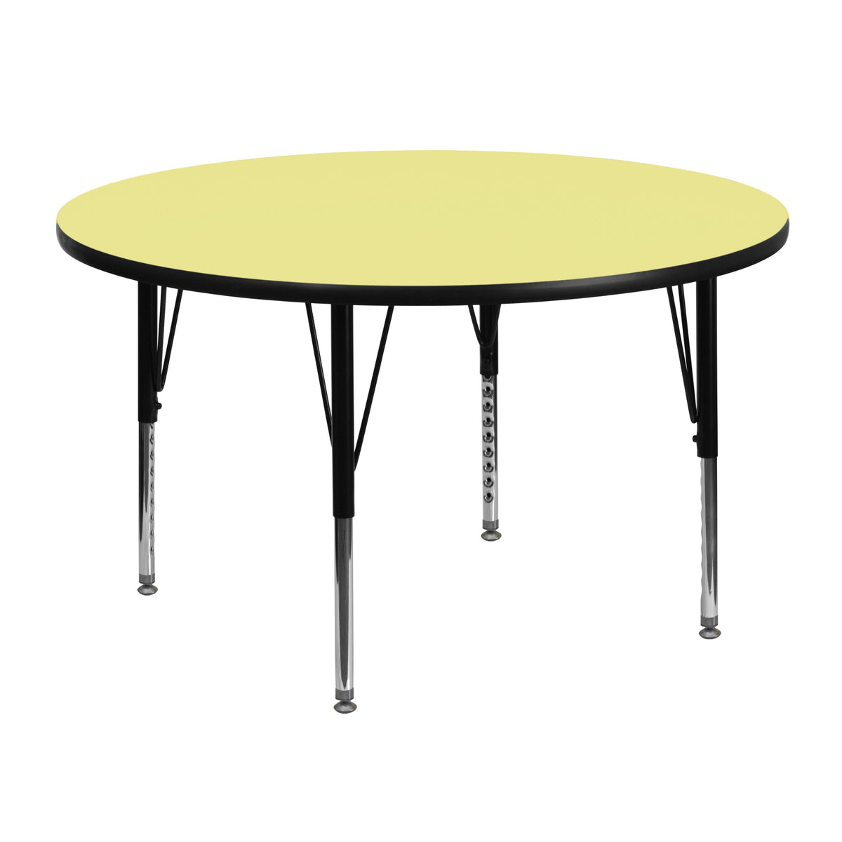 Flash Furniture Wren 48'' Round Yellow Thermal Laminate Activity Table - Height Adjustable Short Legs