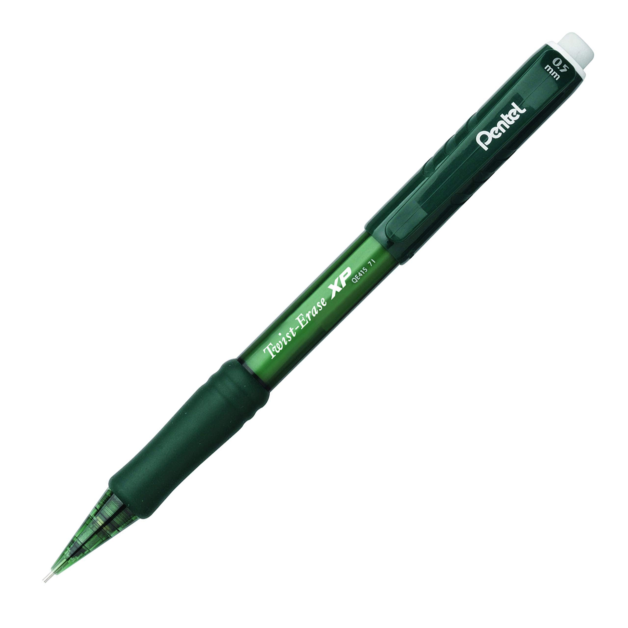 Pentel Twist Erase Express Automatic Pencil, 0.5Mm Lead Size, Green Barrel, Box Of 12 (Qe415D)