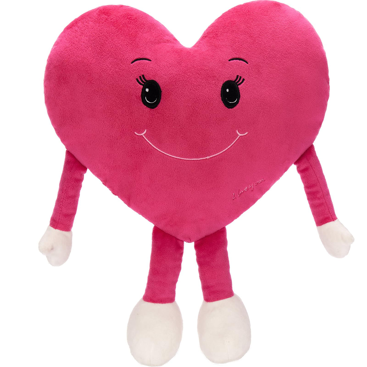 Maogolan Valentines Heart Plush Throw Pillow, Cute Pink Heart Doll Stuffed Pillow For Decorations, 11 Inches Soft And Love Heart
