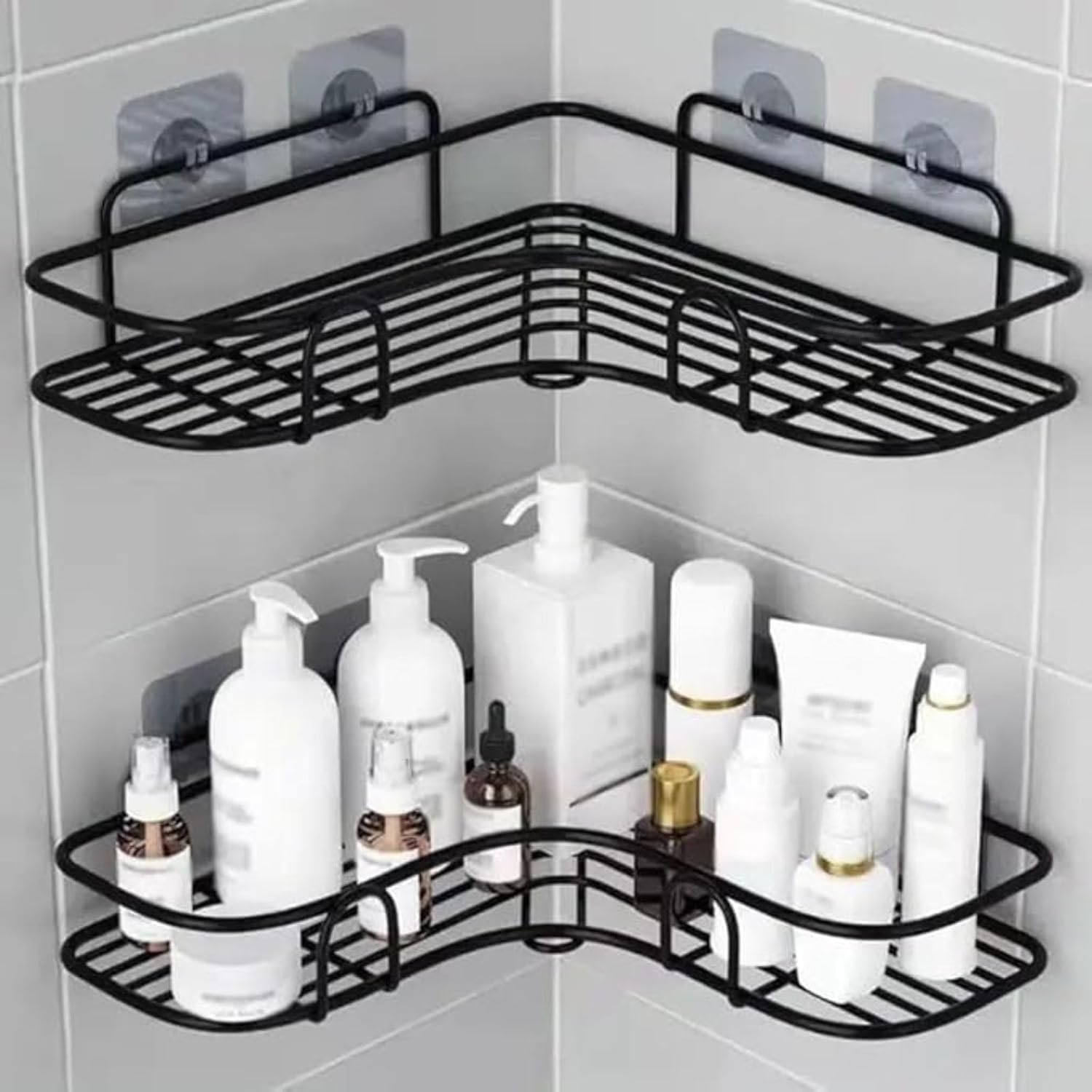 Vikings Bathroom Organiser Without Drill, Bathroom Shelves/Organizer And Corner Shelf For Bathroom Wall, Adhesive Wall Shelves A