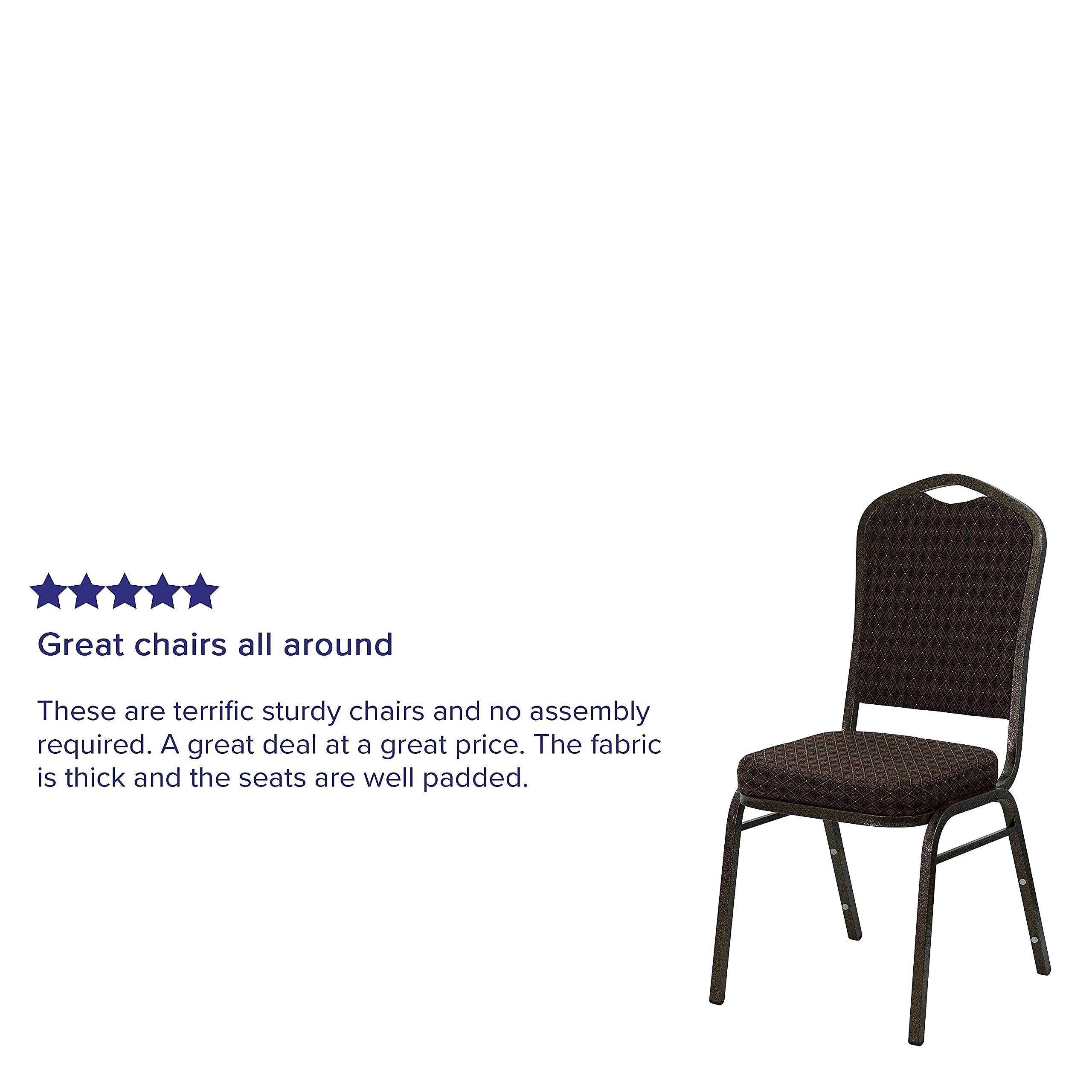 Flash Furniture HERCULES Series Crown Back Stacking Banquet Chair in Brown Patterned Fabric - Gold Vein Frame