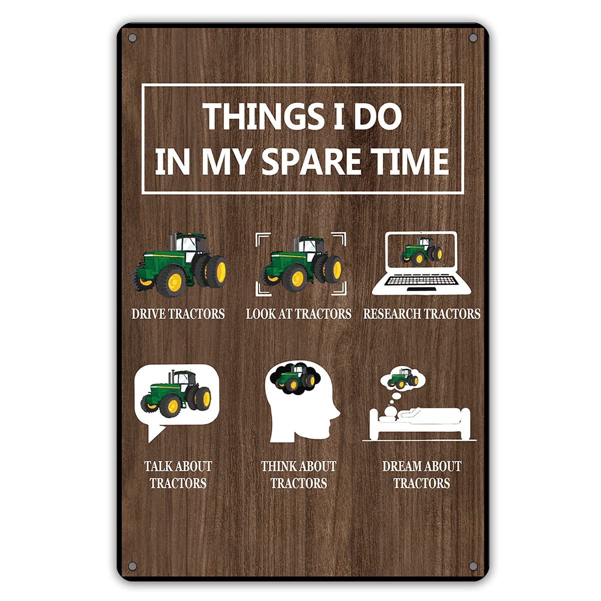 QIONGQI Things I Do in My Spare Time Tractors Metal Tin Sign Wall Decor Farm Tractor Driver Art Signs for Home Decor Gifts