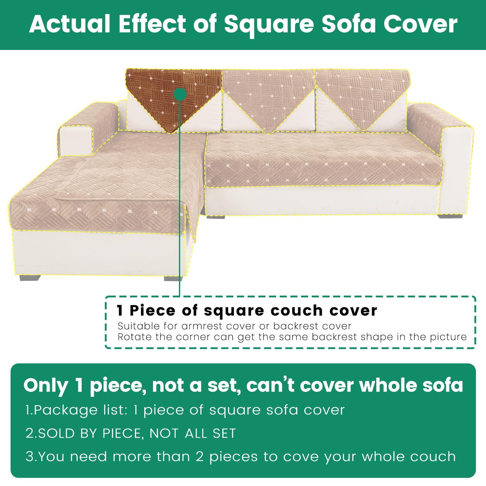 Tewene, Backrest Cover Sectional Couch Cover Velvet Sofa Cover Anti-Slip L Shaped Couch Cover Sectional Sofa Cover For Dogs Couc