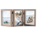 AEVETE Triple 5x7 Picture Frames Hinged Wood 3 Opening Frame Vertically Display with Glass Front