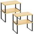 Kitchen Cabinet Organizer Shelf Set of 4, Sturdy Kitchen Counter Shelves with Metal Legs, Stackable Expandable Wood Spice Rack P