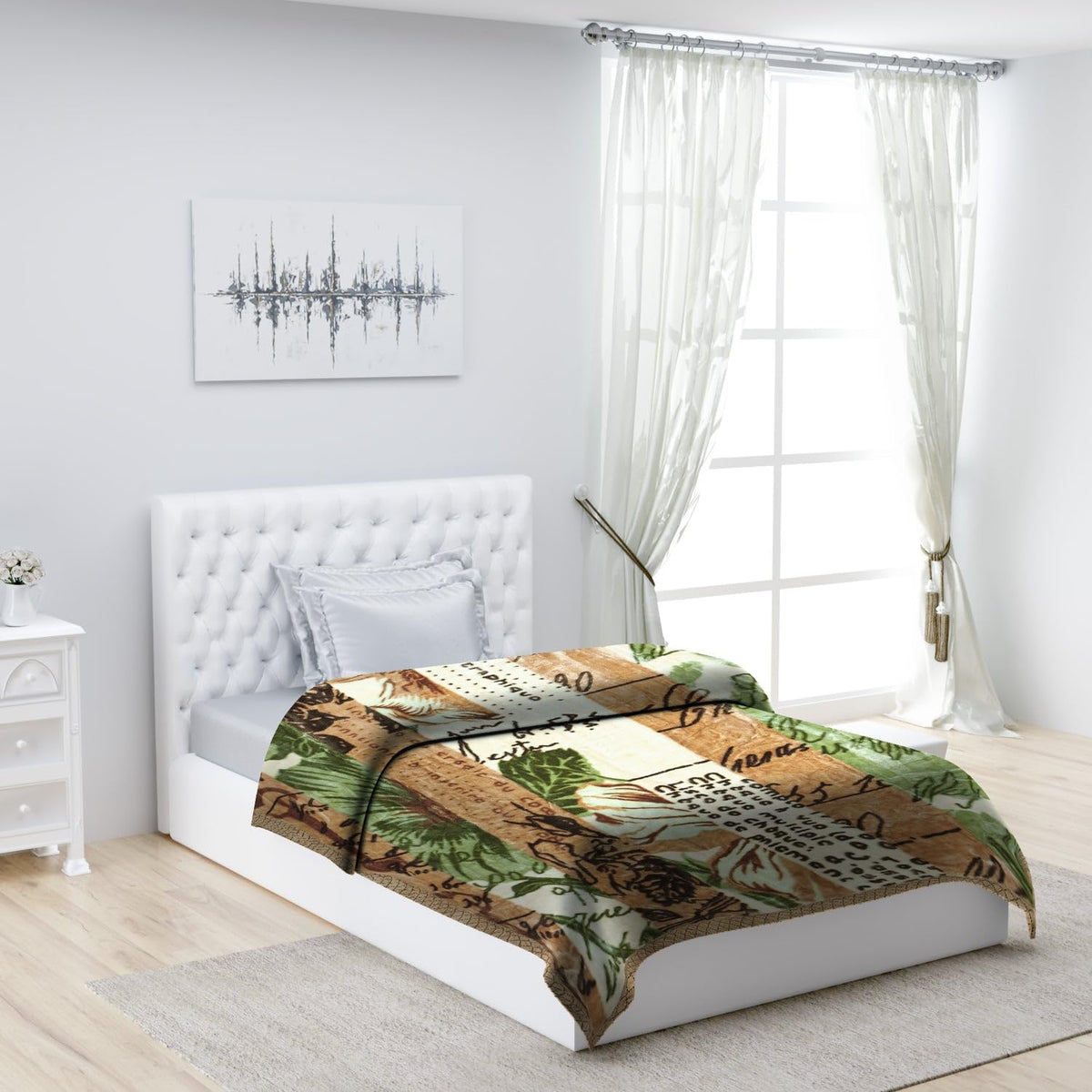 Monte Carlo Winter Single Bed Blanket Lucas 2 Ply 1022 GSM | 3.5 KG (Width 1.60 M X Length 2.20 M) Green Brown