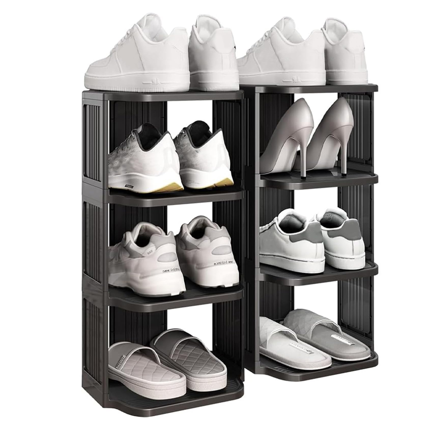 Kitstorack Small Shoe Rack, 8 Tiers Stackable Shoe Rack For Closet Diy Free Standing Shoe Organizer Vertical Shoe Rack For Small