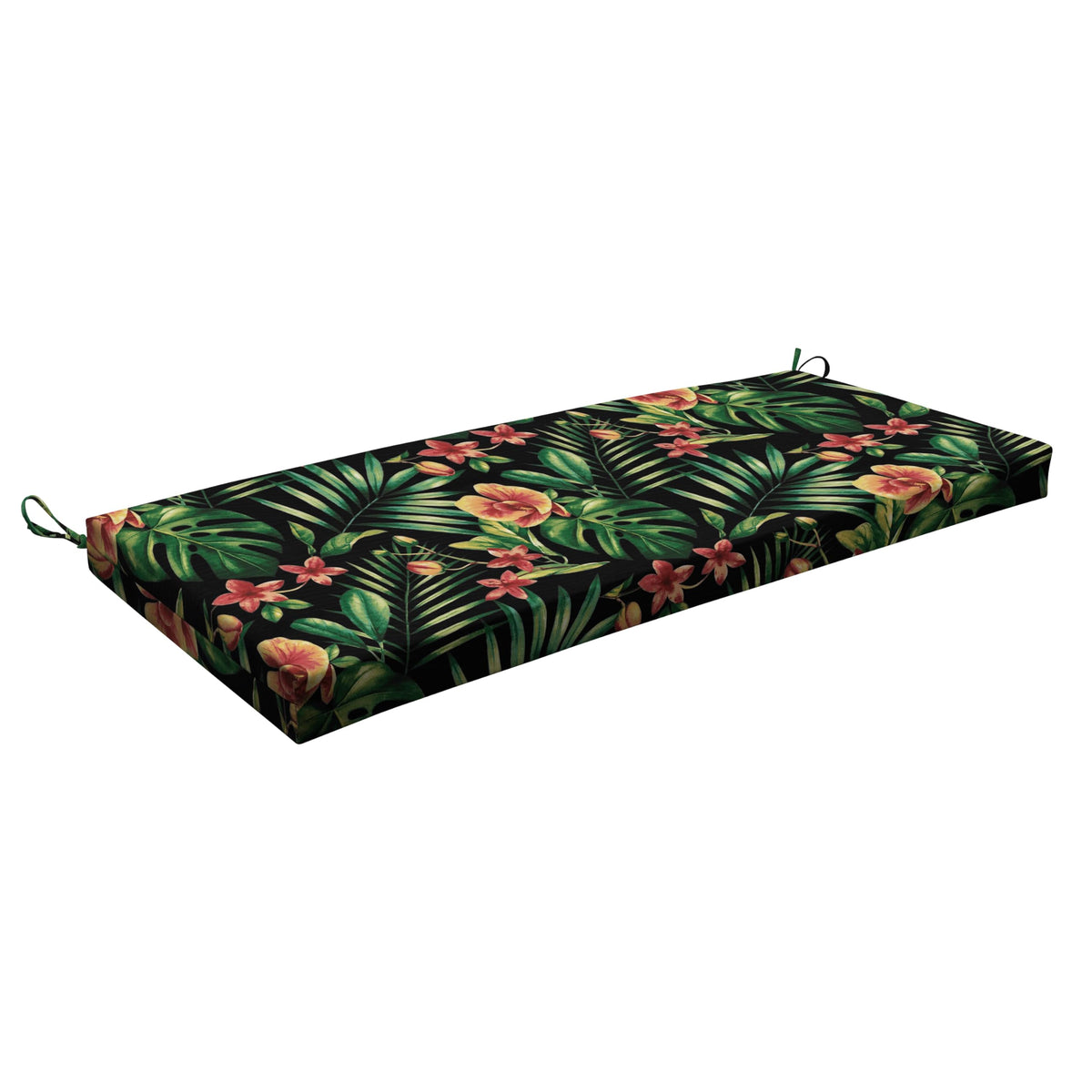 Honeycomb Essentials Outdoor Bench Cushion, 44' X 18', Oahu Tropical Black Patio Chair Cushion