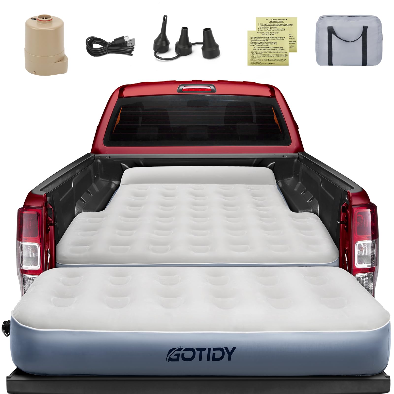 Gotidy Inflatable Truck Bed Mattress For Tacoma Truck Air Mattress 5Ft-5.5Ft For Honda Ridgeline Jeep Gladiator Jt,Space-Optimiz