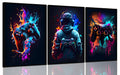 3Pcs Cool Gaming Wall Art Retro Video Game watercolor Posters Pictures Colorful Neon Gamepad Canvas Painting Prints for Boys Roo