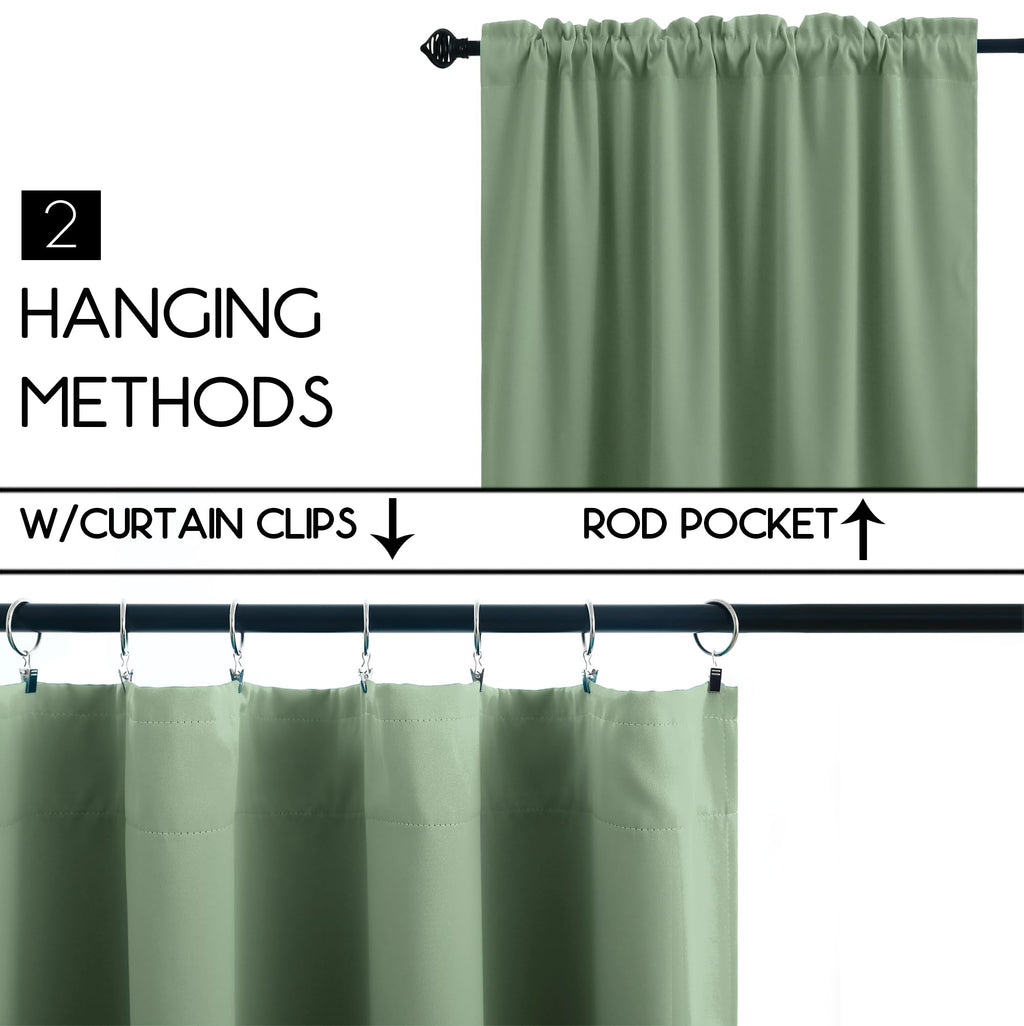 Koufall Kitchen Curtains 18 X 30 Inch Length,Not See Through Blackout Window Curtain Panels For Bathroom,Sage Green