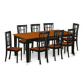 East West Furniture QUNI9-BCH-W 9 Piece Dining Room Table Set Includes a Rectangle Kitchen Table with Butterfly Leaf and 8 Dining Chairs, 40x78 Inch, Black & Cherry
