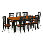 East West Furniture QUNI9-BCH-W 9 Piece Dining Room Table Set Includes a Rectangle Kitchen Table with Butterfly Leaf and 8 Dining Chairs, 40x78 Inch, Black & Cherry