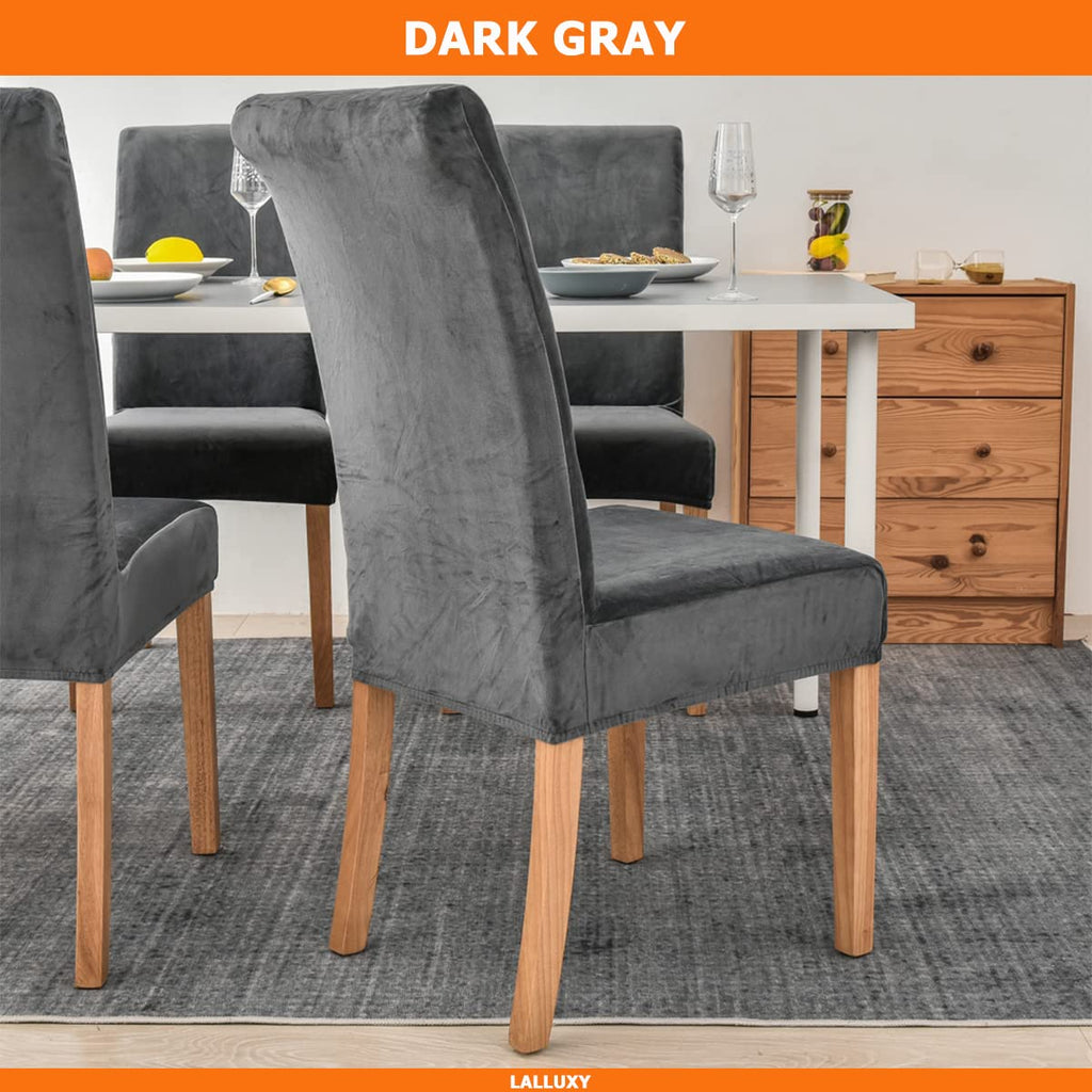 Lalluxy Velvet Chair Slipcovers For Dining Room Stretchy Super Soft Parson Chair Seat Covers Chair Protectors For Party Pet Prot
