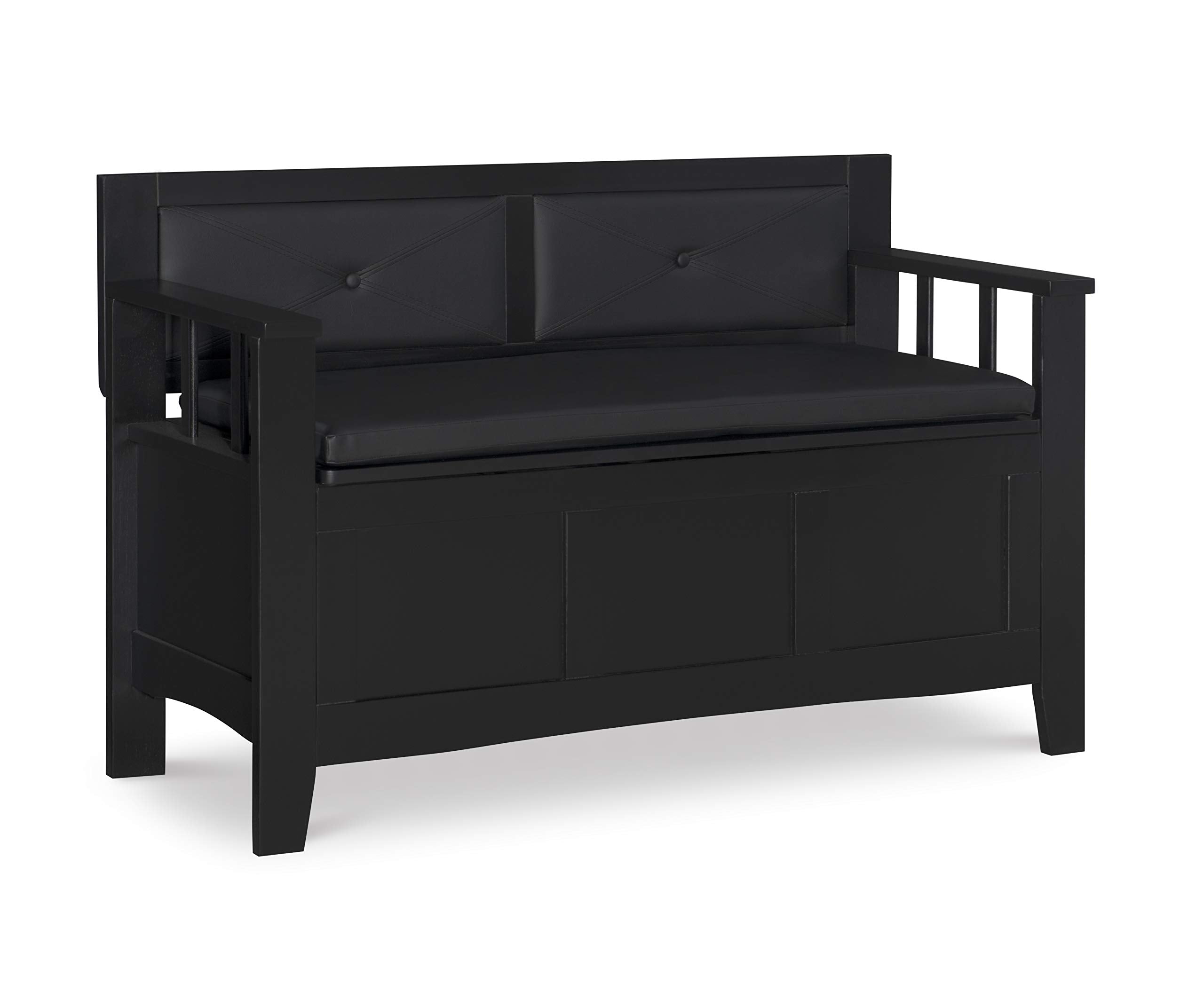 Linon Carlton Padded Bench, 44.5W x 17D x 30H, Black