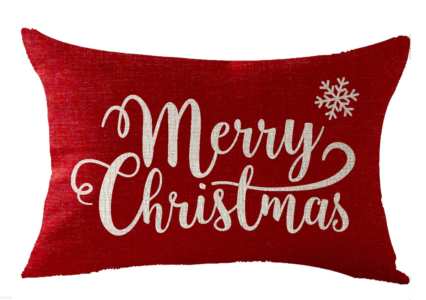 Feleniw Happy Winter Snowflakes Merry Christmas Throw Pillow Cover Cushion Case Cotton Linen Material Decorative Lumbar 12X20 In