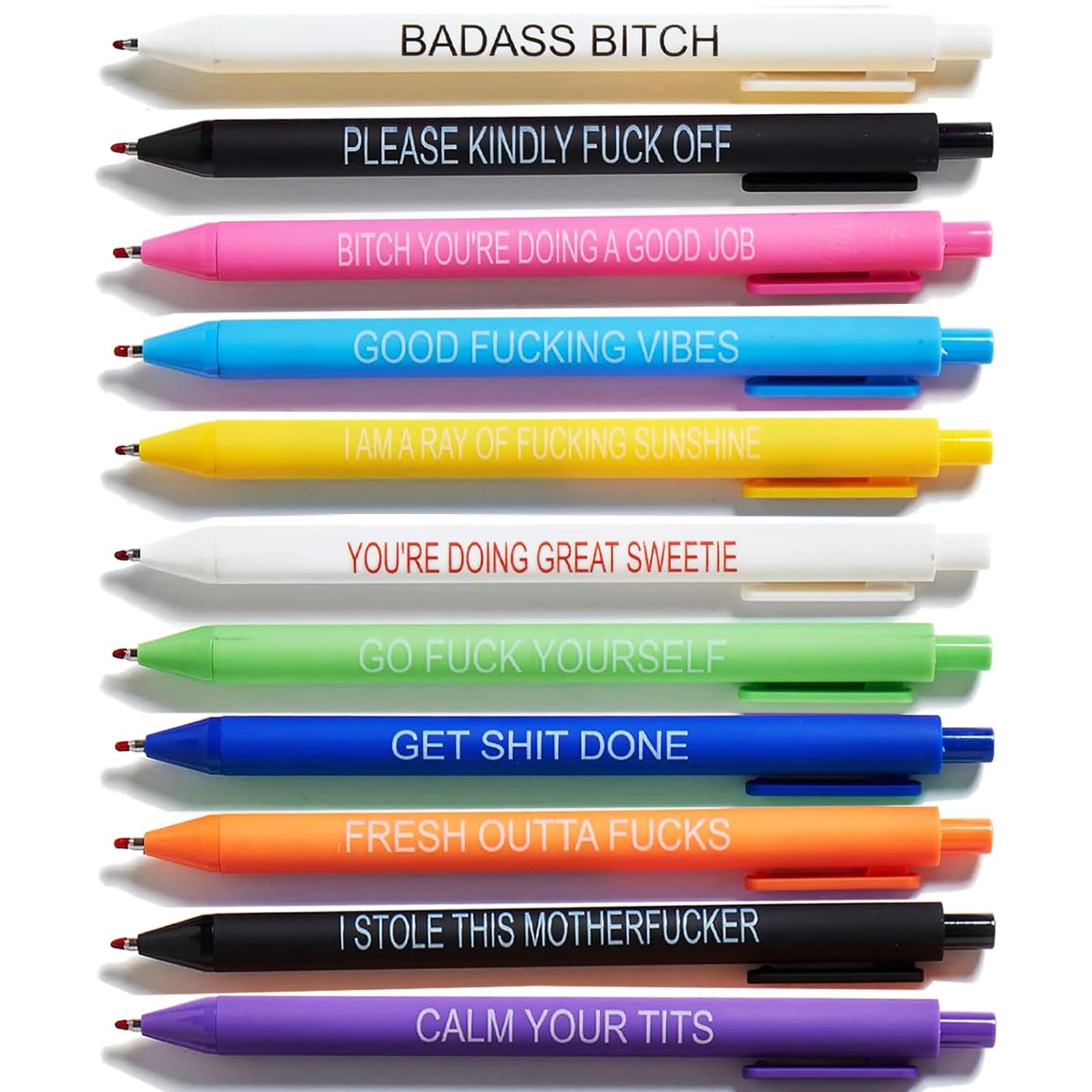 Hlpha 11Pcs Funny Pens For Adults,Novelty Sarcastic Snarky Office Pens Ballpoint,Swear Dirty Cuss Word Black Pens With Sayings