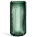 Muyan 7.5 Flower Vase for Decor Ribbed Glass Vase Modern for Centerpieces Desktop Home Office Dining Living Room Wedding (Green)