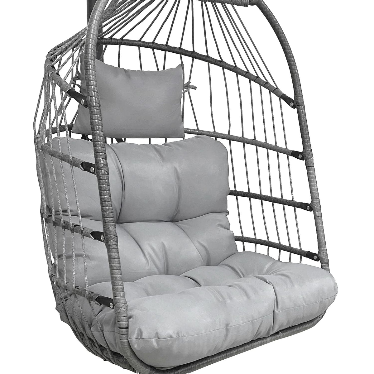 Enipate Outdoor Hanging Egg Chair Cushion, Water-Resistant Tufted Swing Basket Chairs Cushion Pads With Headrest Pillow