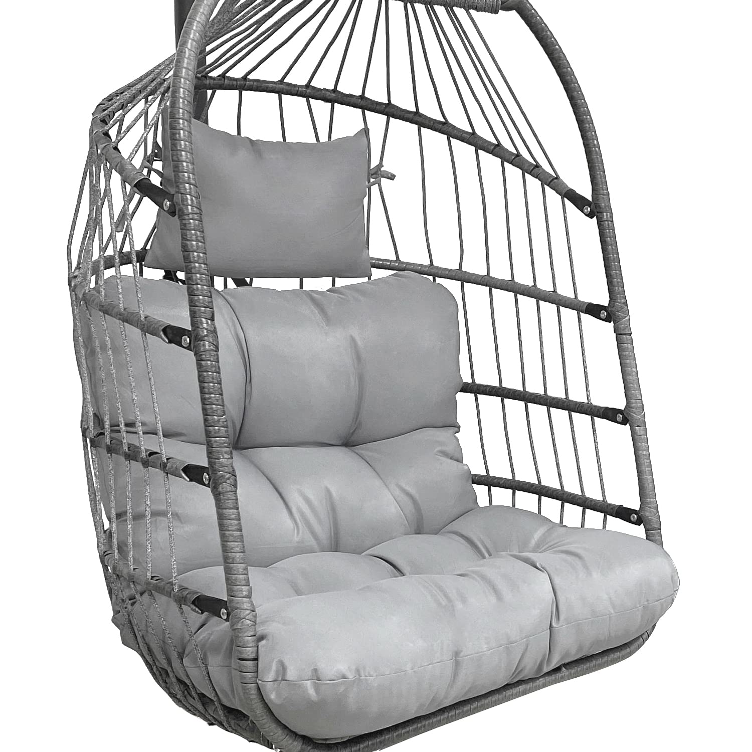 Enipate Outdoor Hanging Egg Chair Cushion, Water-Resistant Tufted Swing Basket Chairs Cushion Pads With Headrest Pillow