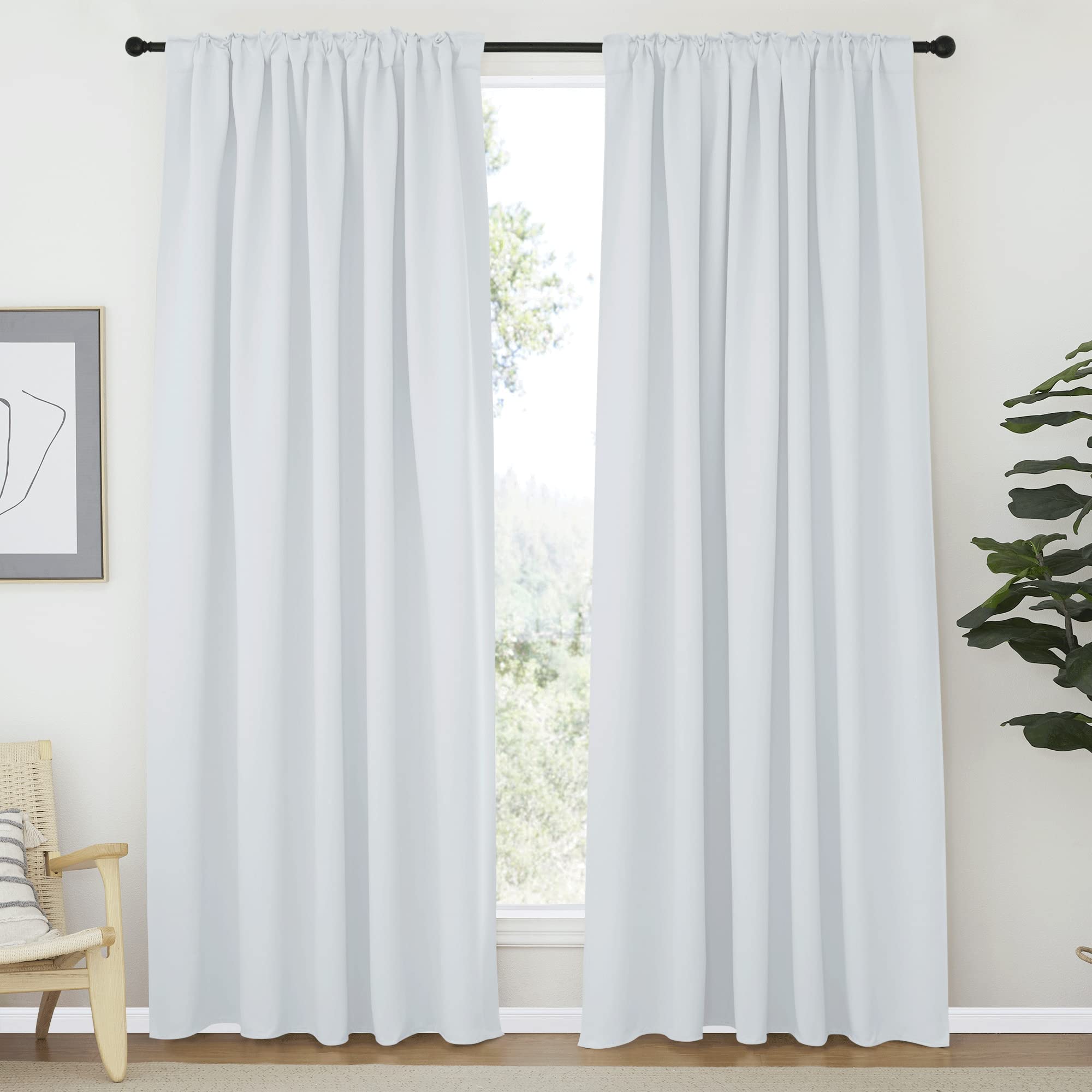 Nicetown Living Room Darkening Curtain Drapes - (Cloud Grey Color) W70 X L84, Set Of 2, Room Darkening Window Treatment Drapery Panels