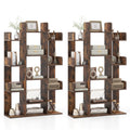 Giantex 7-Cube Tree Bookshelf of 2, 55.5 Wooden Bookcase with 13 Open Shelves, Tall Corner Books Storage Organizer, Freestanding