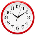 Bernhard Products Red Wall Clock Silent Non Ticking - 12 Inch Quality Quartz Battery Operated Round Easy to Read