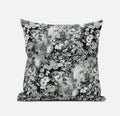 HomeRoots Midnight Blue 16' Gray White Springtime Zippered Suede Throw Pillow