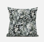 HomeRoots Midnight Blue 16' Gray White Springtime Zippered Suede Throw Pillow