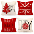4Th Emotion Red Christmas Pillow Covers 20X20 Set Of 4 Farmhouse Christmas Decorations Merry Tree Joy Let It Snow Fa La La Winte