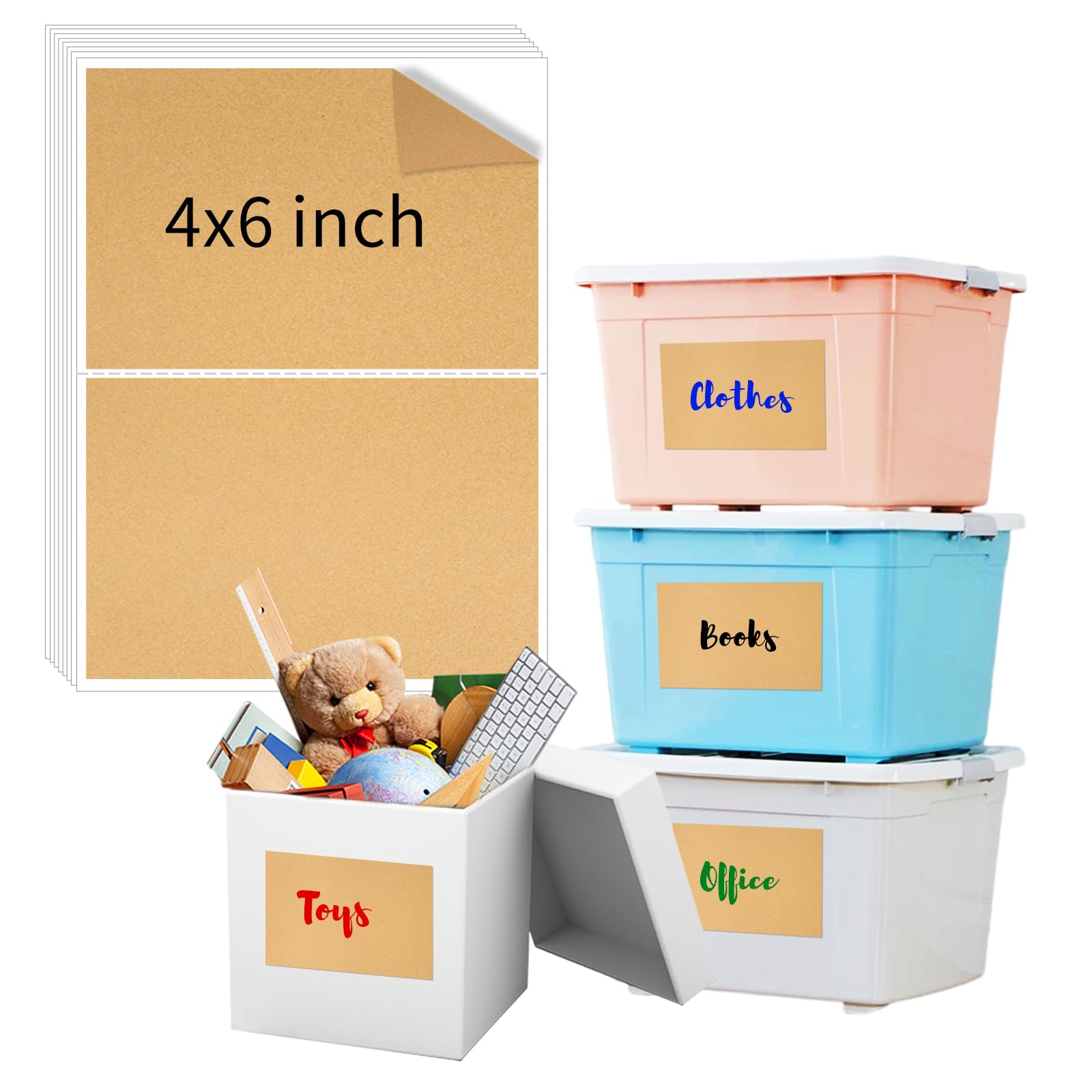 Starliboo 80 Pcs Labels For Storage Bins, 6 X 4 Inch Removable Labels For Storage Bins, Water/Oil/Tear Resistant No Residue Stor