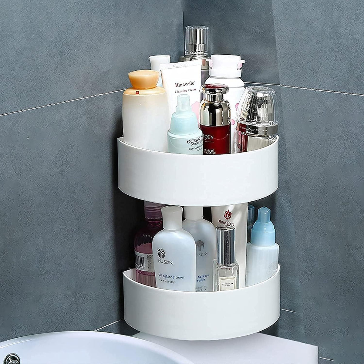 ARV Self Adhesive Shower,Bathroom Corner Shelf Rack for Plastic, Kitchen Shelf Plastic Wall Shelf (Pack of 2 Pcs)