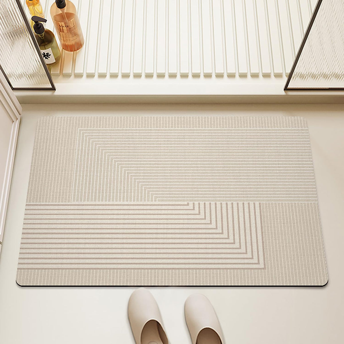 House of Quirk Bath Mat Rug, Rubber NonSlip Quick Dry Absorbent Thin Bathroom Rugs Fit Under Door Bathroom Floor MatsShower Ru