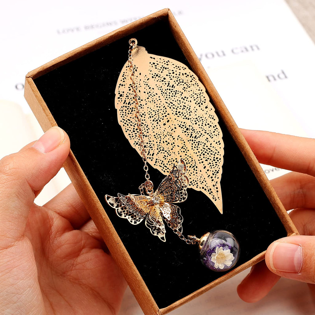 Toirxarn Gold Bookmark With Butterfly Charm - Elegant Bookmarks For Women, Book Lovers Gifts, Book Marker For Reading, Teacher A