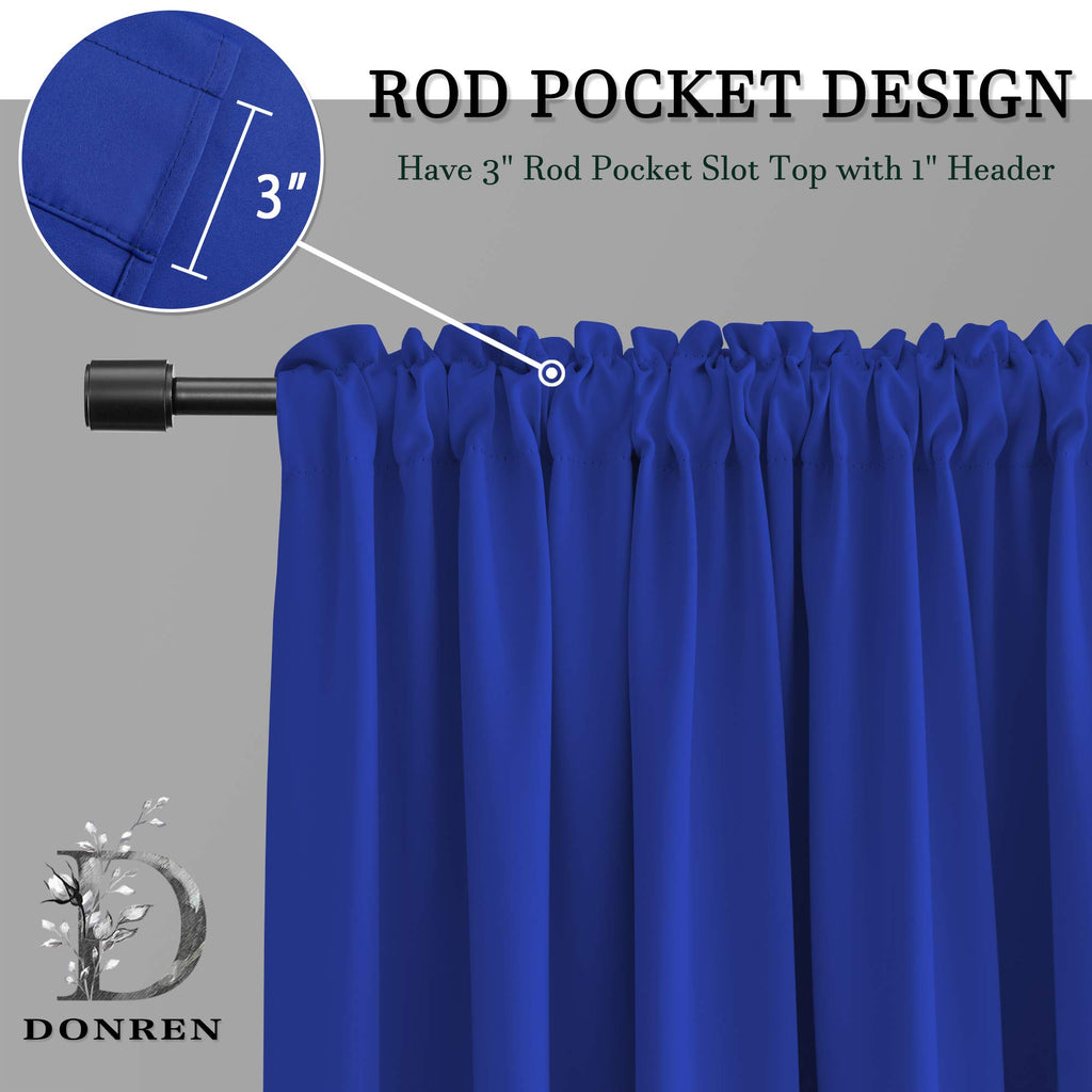 Donren 48 Inch Curtains Deep Blue Blackout Curtains - All Season Thermal Insulated Rod Pocket Curtain Panels For Kids Room (2 Panels,52 W By 48 Inches Long)