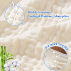 Phf Cooling Muslin King Blanket For Hot Sleepers, 60% Rayon Derived From Bamboo, 40% Cotton Blanket For Summer, 4-Layer Breathab
