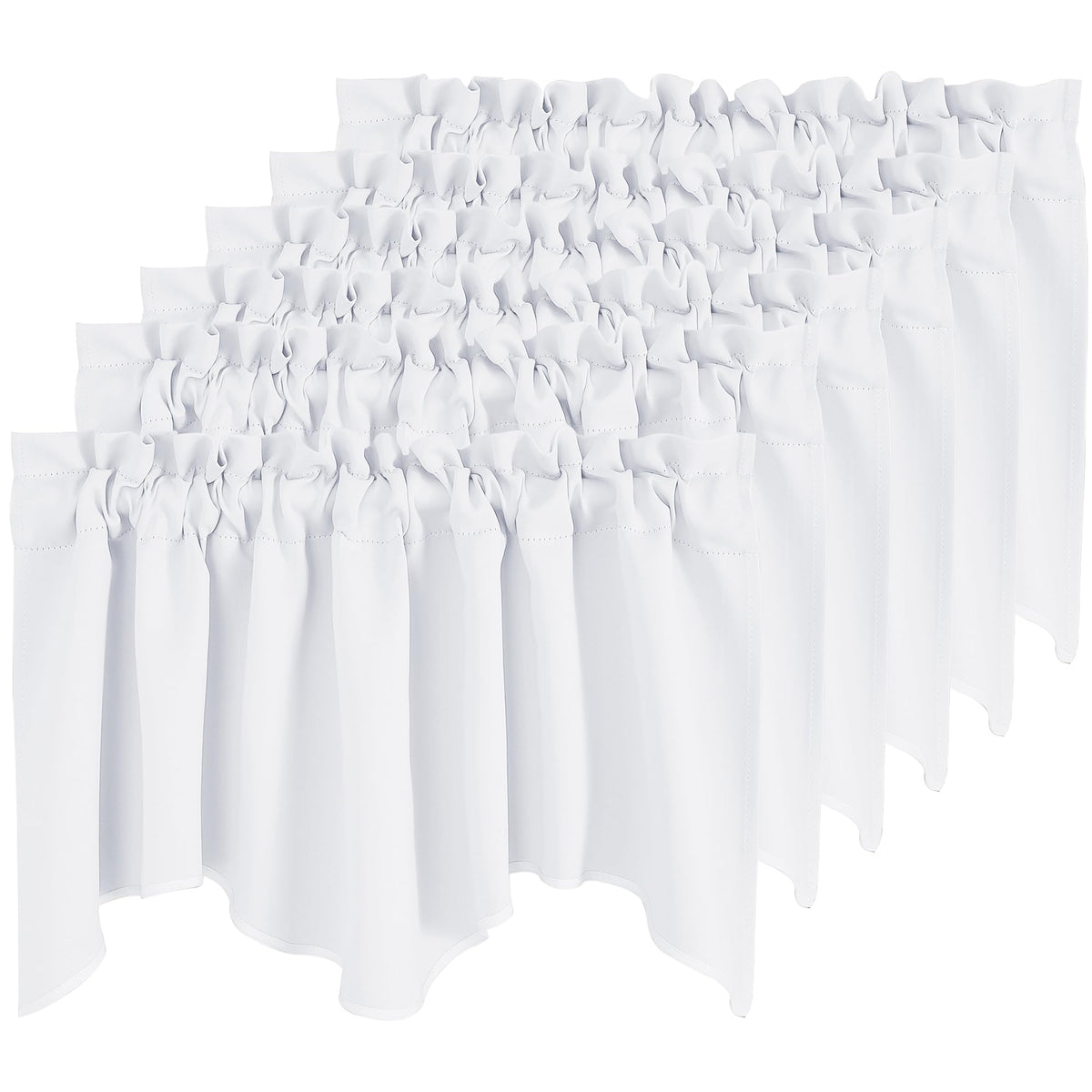 Nicetown 6 Panels Pure White Bathroom Window Valances, Thermal Insualted Rod Pocket Privacy Protection Room Darkening Short Vala