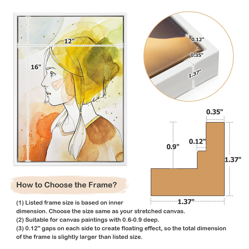 Folkor Canvas Frame For 12X16 Oil Paintings, 2 Pack Floating Frame For Stretched Canvas Pictures Prints Paint By Numbers, Floate