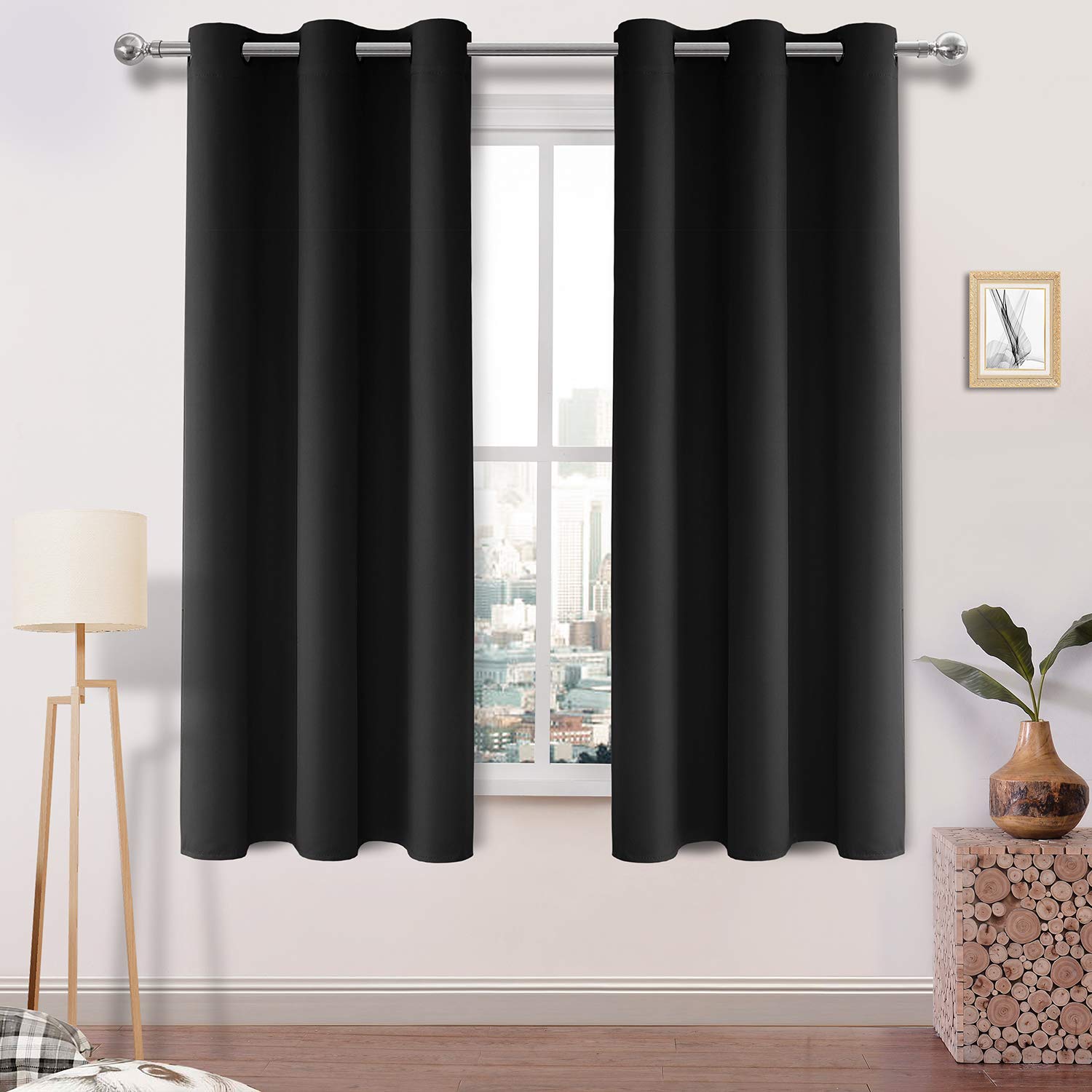 Dwcn Blackout Curtains Room Darkening Thermal Insulated Grommet Window Curtain For Bedroom Living Room 42 X 72 Inches Length, Bl