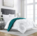 Jaipur Linen All Season Microfiber Reversable Duvet/Ac Comforter/Quilt  Dark Green White  Single Size 60 Inch X 90 Inch