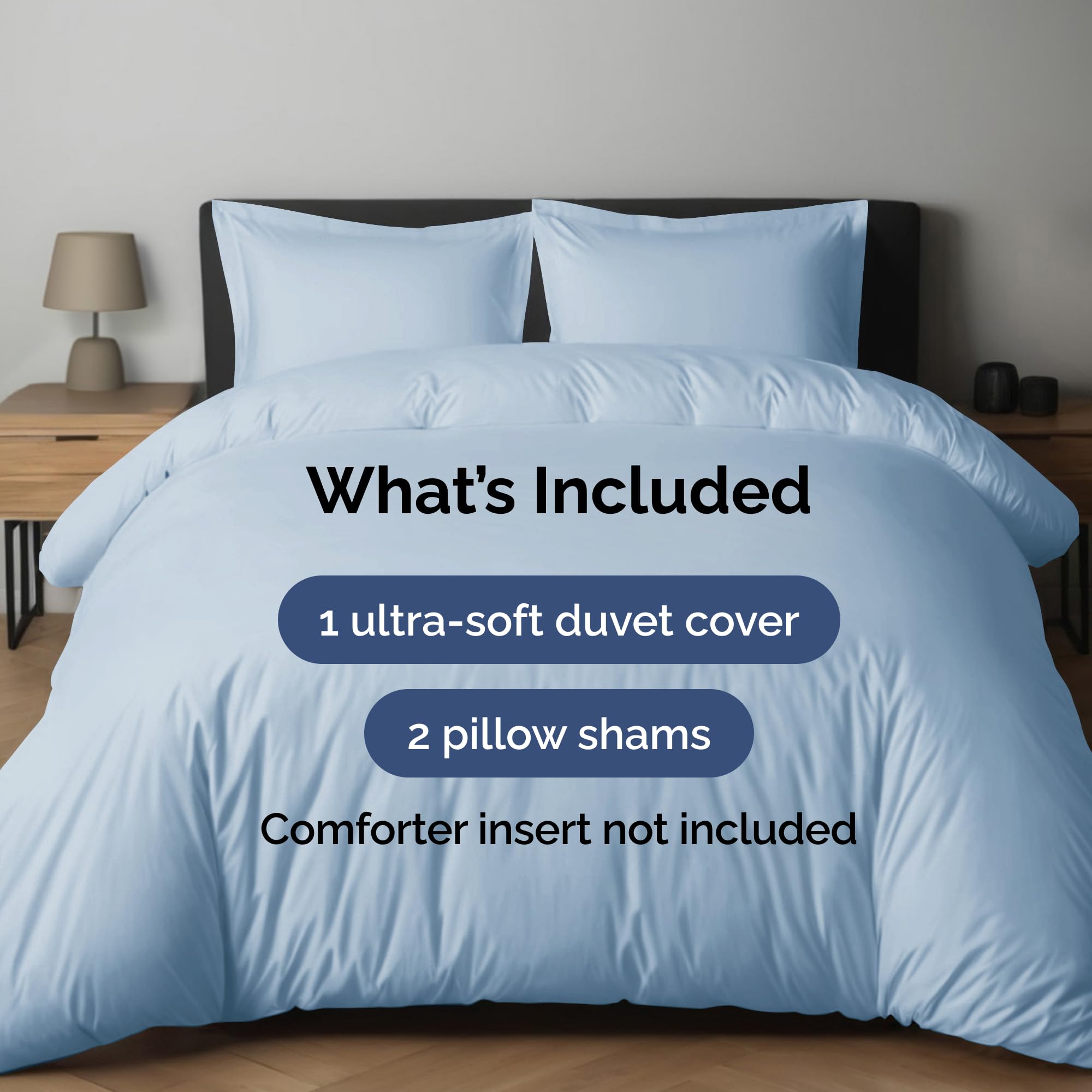 Duvet Cover Queen Size Set - Extra Soft Queen Size Duvet Cover - 90' X 90' Queen Duvet Cover W/ 2 Pillow Shams - Easy Care & Fade Free - Hotel Luxury Duvet Cover W/ Zipper Closures & Ties (Sky Blue)