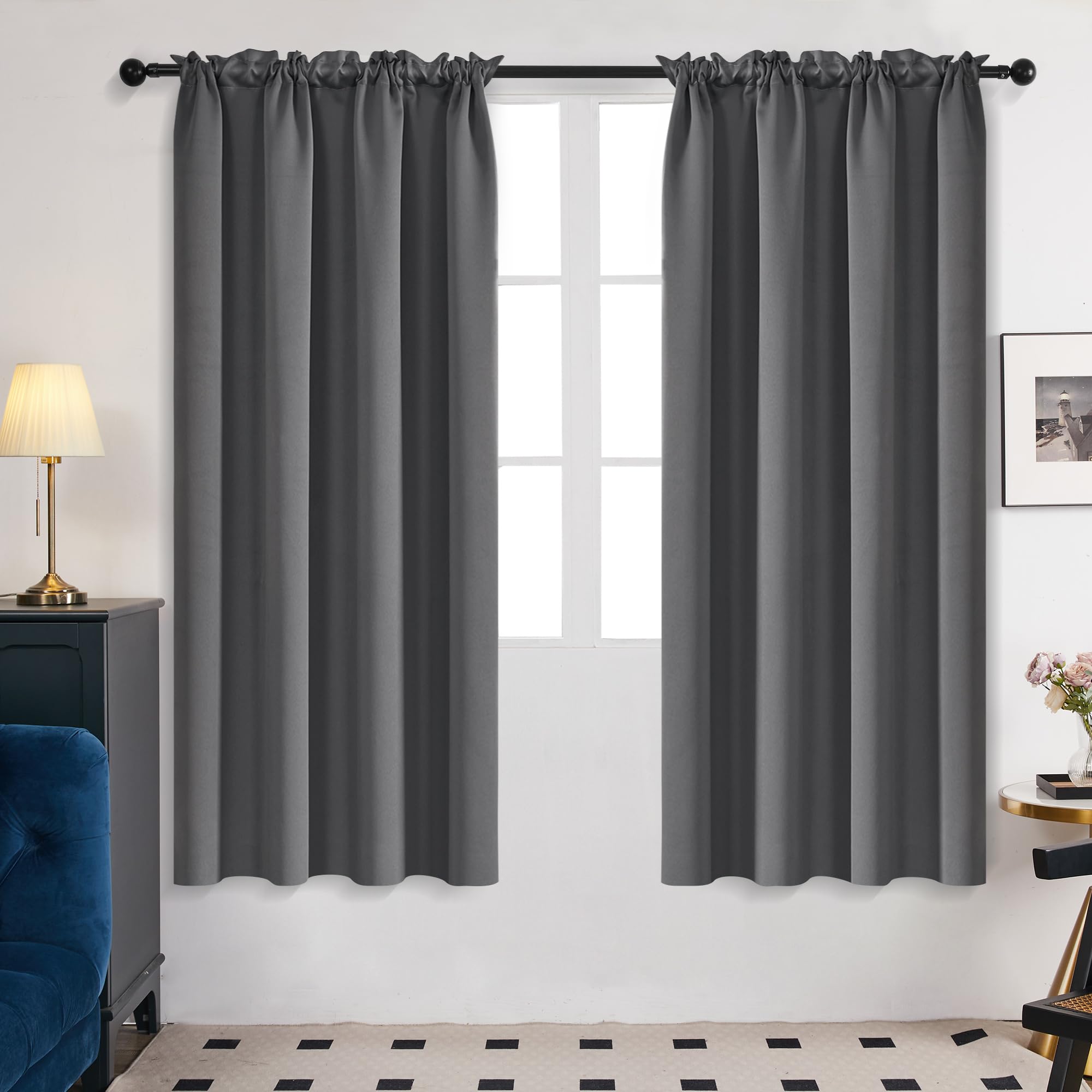 Deconovo Rod Pocket Blackout 72 Inch Length Curtains - Living Room Curtains 2 Panel Sets For Living Room, Sound Proof Drapes (Da