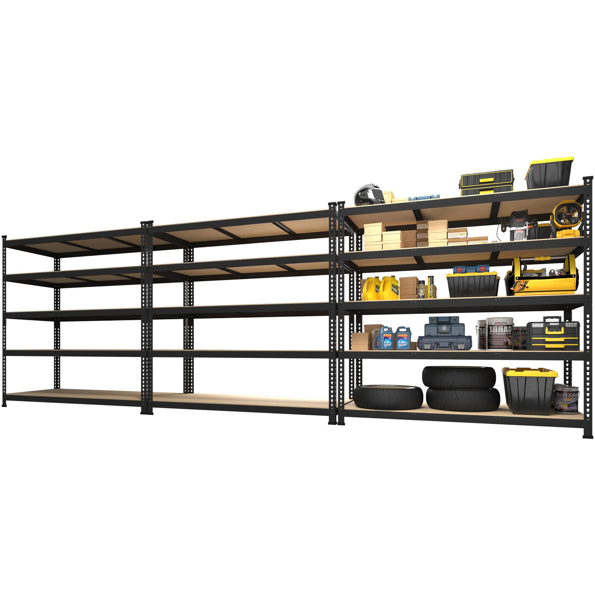 Primezone 3 Pack Storage Shelves 48' X 24' X 72', 5 Tier Adjustable Garage Storage Shelving, Heavy Duty Metal Storage Utility Rack Shelf Unit For Warehouse Pantry Closet Kitchen, Black