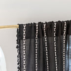 Deeprove Black Boho Curtains 84 Inches Long With Tassel For Bedroom, Vintage Bohemian Embroidery Farmhouse Cotton Linen French C