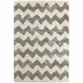 HomeRoots 507919 10 x 13 ft. Gray & Ivory Geometric Shag Power Loom Stain Resistant Rectangle Area Rug