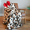 Shop Lc Delivering Joy Brown Cow Print White Throw Fleece Blanket For Couch, Bed - Stuff Fluffy Soft Fuzzy