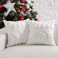 Toypopor Christmas Pillow Covers 16' X 16' Set Of 2, Soft Faux Rabbit Fur 3D Embroidery Christmas Tree And Deer Throw Pillow C