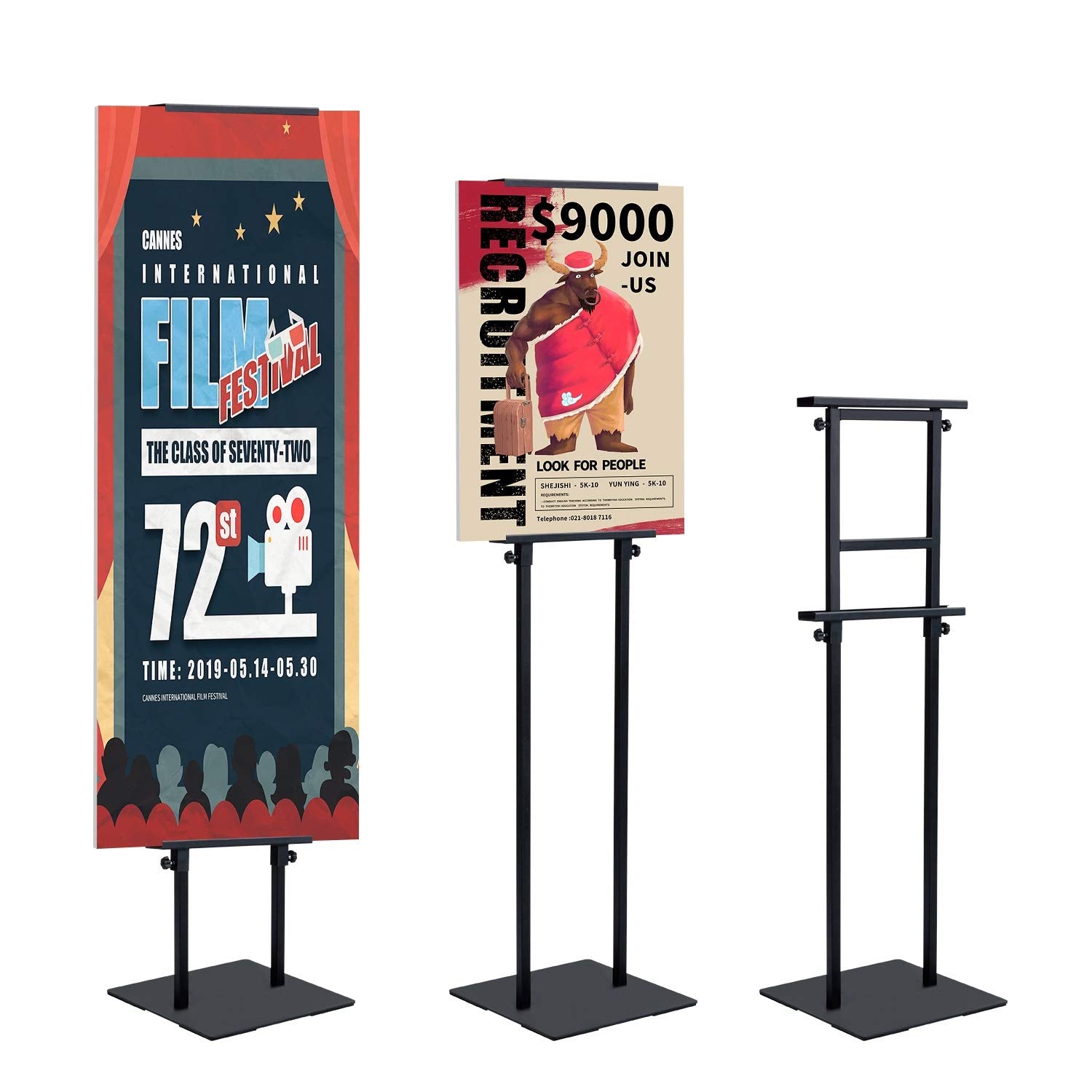 Aktop Heavy Duty Floor Standing Sign Holder With Non-Slip Mat Base, Adjustable Banner Stand Height Up To 82.6 Inch, Double-Sided