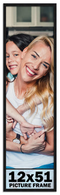 12x51 Frame Black Picture Frame - Complete Modern Photo Frame Includes UV Acrylic Shatter Guard Front, Acid Free Foam Backing Bo