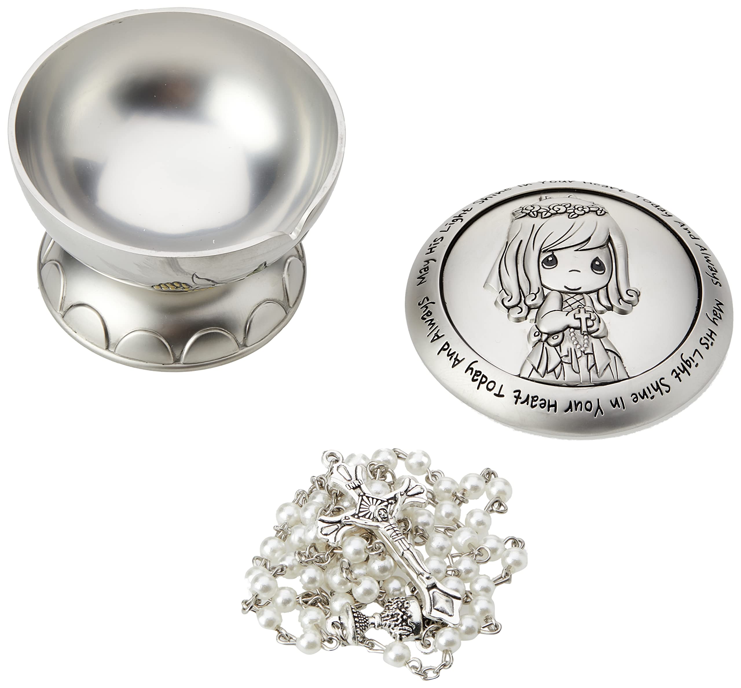 Precious Moments First Communion Rosary with Silver Box | May His Light Shine in Your Heart Today & Always Girl First Communion 